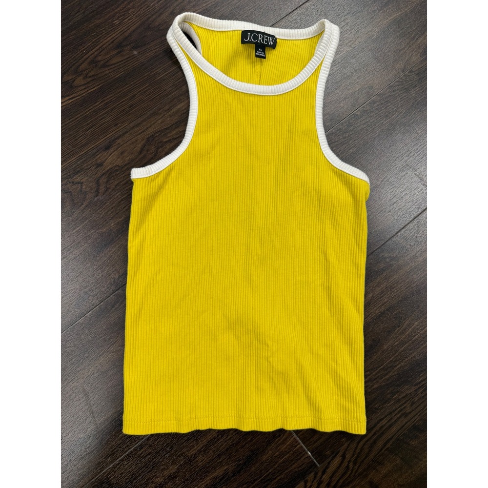 J.Crew High-Neck Ribbed Ringer Tank – Vibrant Yellow